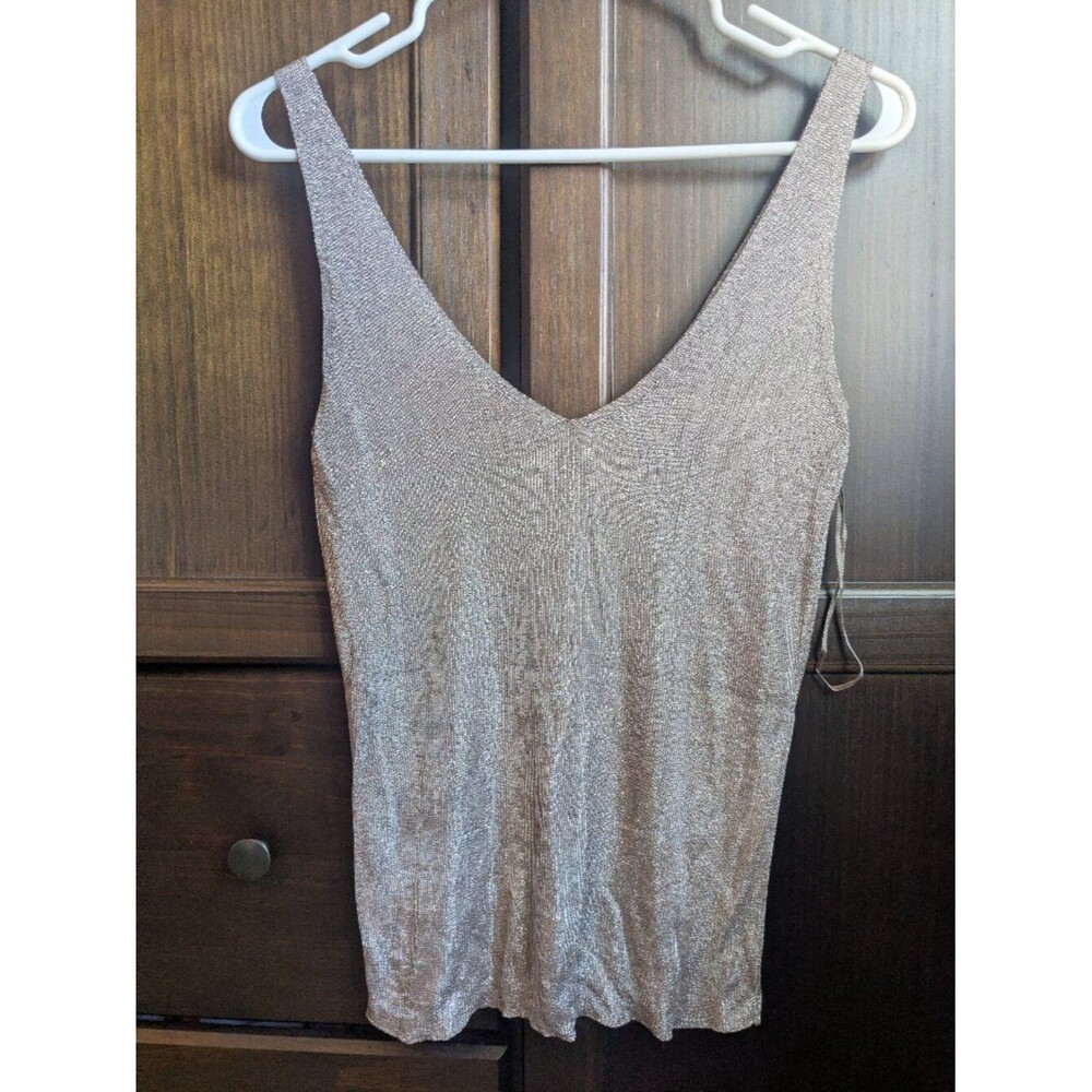 Reiss Metallic Sleeveless V‑Neck Top – XS